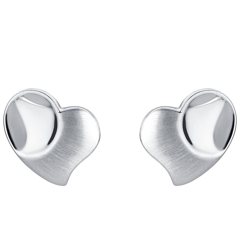 Sterling Silver Tilted Dainty Heart Earrings for Women