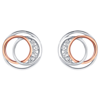 Two-Tone Sterling Silver Infinity Rings Earrings for Women