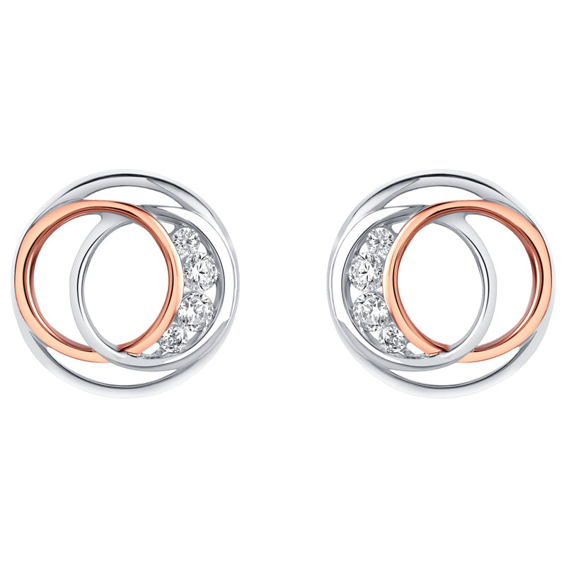 Two-Tone Sterling Silver Infinity Rings Earrings for Women