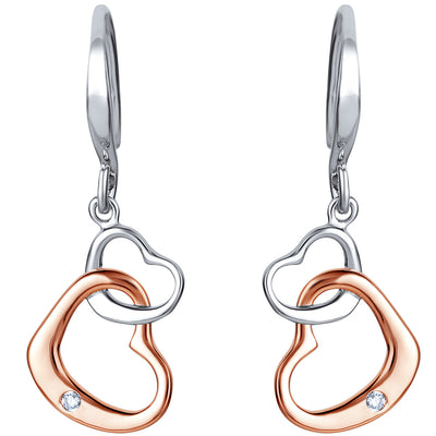 Sterling Silver Interlocking Hearts Drop Earrings for Women