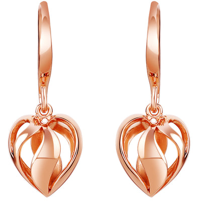 Sterling Silver Swirled Heart Drop Earrings for Women