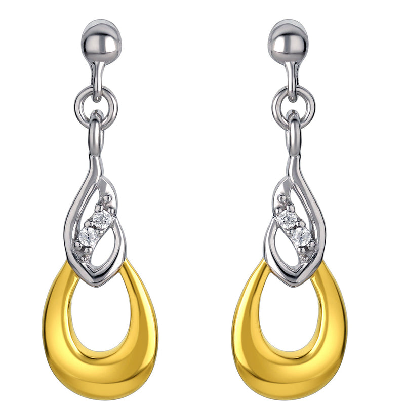 Two-Tone Sterling Silver Double Teardrop Earrings for Women