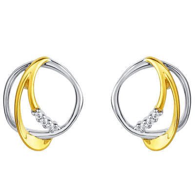 Two-Tone Sterling Silver Swirled Organic Ring Earrings for Women