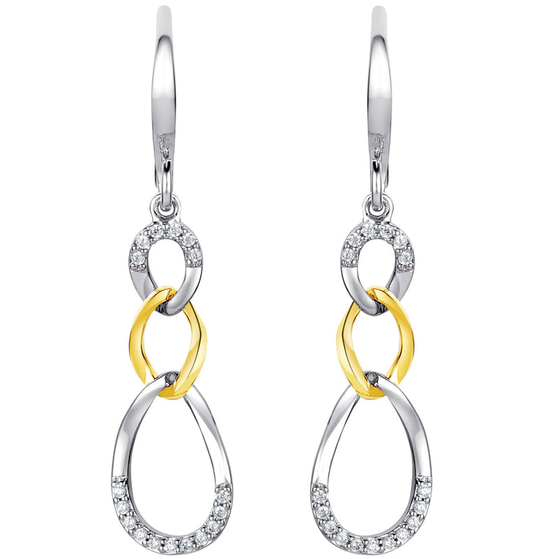 Two-Tone Sterling Silver Interlocking Teardrop Earrings for Women