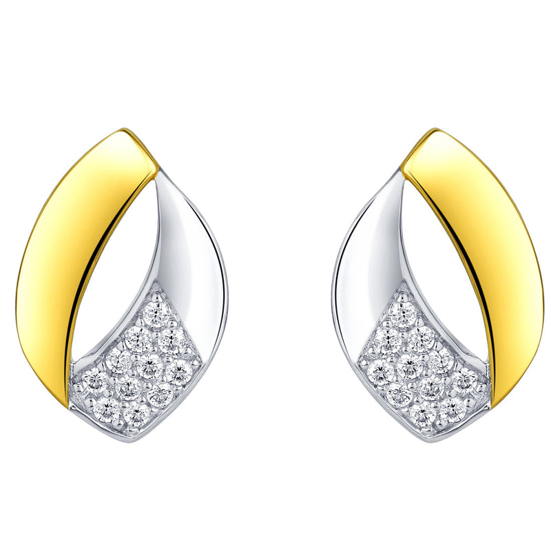 Two-Tone Sterling Silver Embellished Open Teardrop Earrings for Women