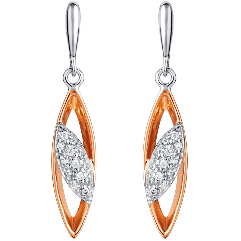 Sterling Silver Dainty Open Marquise Drop Earrings for Women