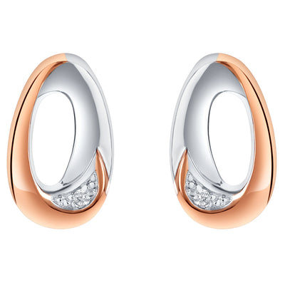 Two-Tone Sterling Silver Open Ellipse Earrings for Women