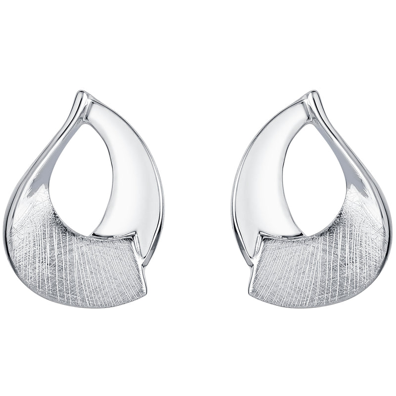 Sterling Silver Sculpted Open Teardrop Earrings for Women