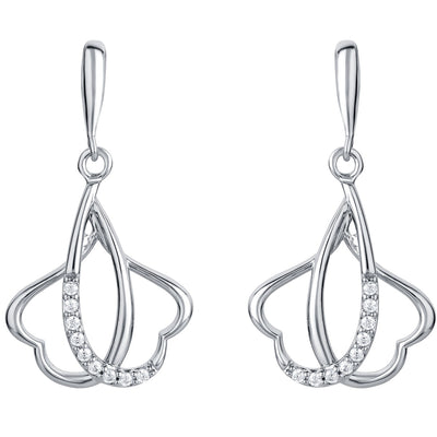 Sterling Silver Double Heart Linked Drop Earrings for Women