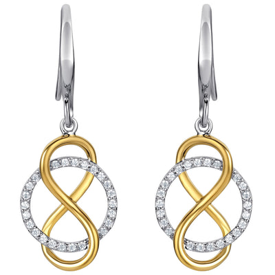 Two-Tone Sterling Silver Infinity Drop Earrings for Women