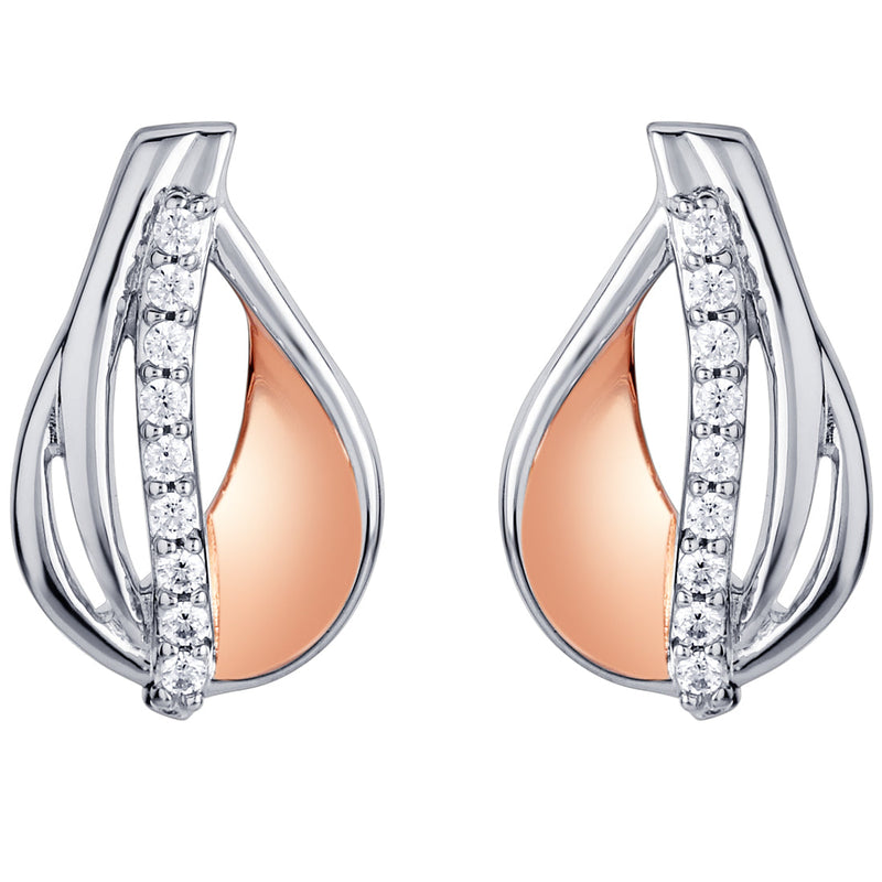 Two-Tone Sterling Silver Floating Dewdrop Earrings for Women