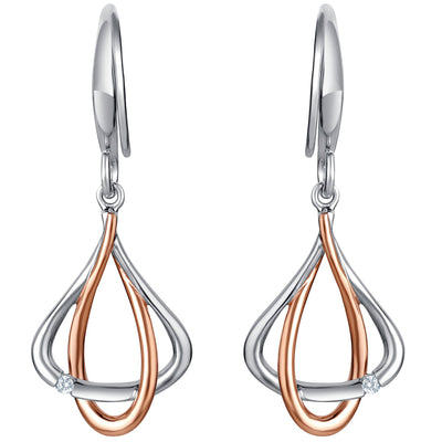 Two-Tone Sterling Silver Linked Dewdrop Earrings for Women