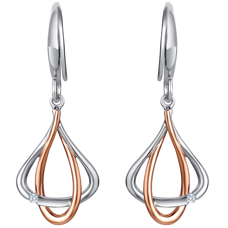 Two-Tone Sterling Silver Linked Dewdrop Earrings for Women