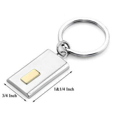 Steel Rectangular High Polished Finish Key Ring with Gold SK1008