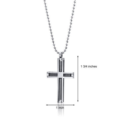 Industrial Motif Stainless Steel Modern Cross Pendant