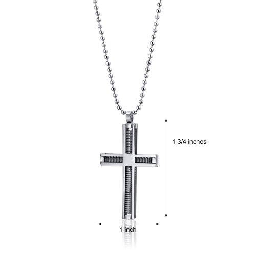 Industrial Motif Stainless Steel Modern Cross Pendant