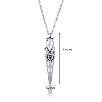 Fleur-de-Lis Design Stainless Steel Bullet Necklace