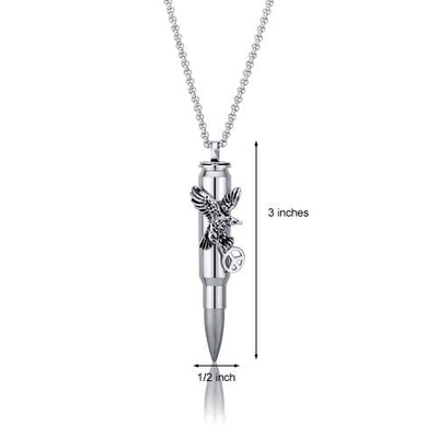 Bald Eagle Design Stainless Steel Bullet Necklace