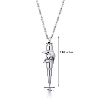 Dolphin Design Stainless Steel Bullet Necklace