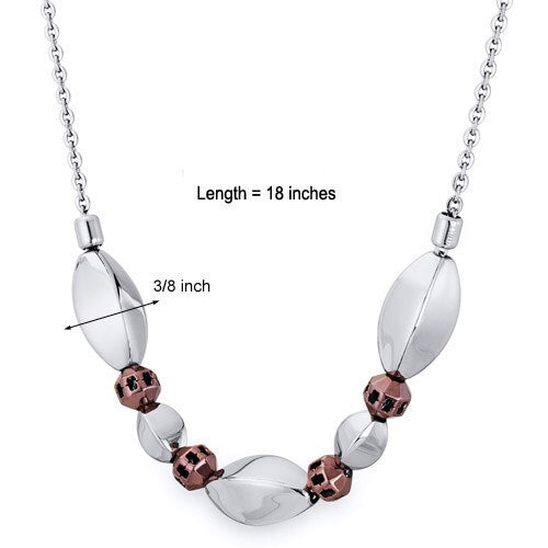 Coffee Tone Convex Oval Bead Stainless Steel Necklace Style SN10220