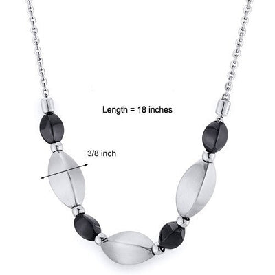 Black Tone and Brushed Finish Bead Stainless Steel Necklace SN10222