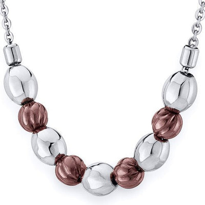 Coffee Tone Octagon Bead Stainless Steel Necklace Style SN10224