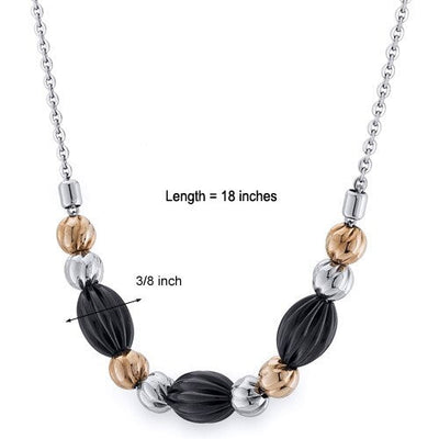 Black Gold Tone Corrugated Bead Stainless Steel Necklace SN10226