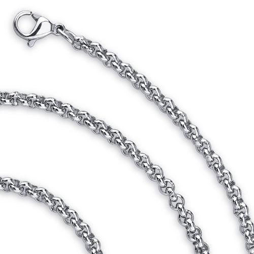 22 Inch 2mm Stainless Steel Rolo Link Chain Necklace