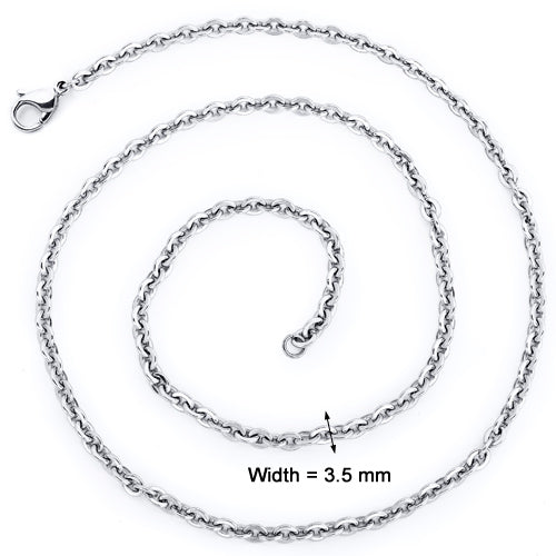 24 inch 3.5mm Stainless Steel Hammered Cable Chain Necklace