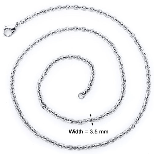 26 Inch 3.5mm Diamond Cut Stainless Steel Hammered Cable Chain Necklace