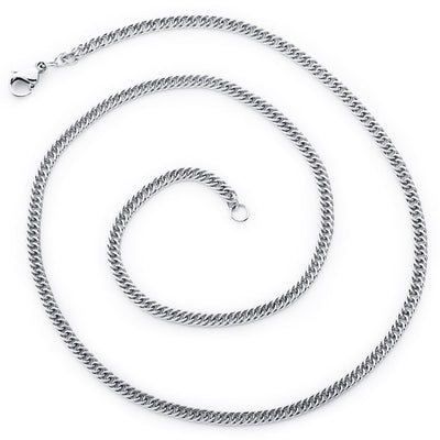 16inch 2.5mm Diamond Cut Stainless Steel Flat Double Curb Chain Necklace