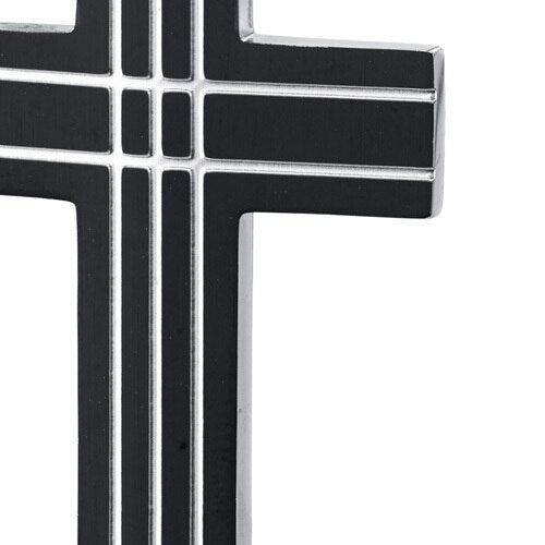 Black Lined Designer Stainless Steel Cross Pendant with 22 inch Necklace