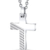 Two-Tone Razor Cut Stainless Steel Cross Pendant with 22 inch Necklace