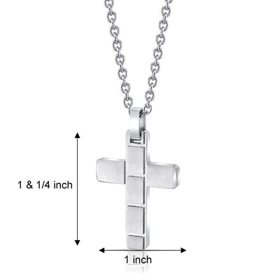 Brick Pattern Stainless Steel Cross Pendant with 22 inch Necklace