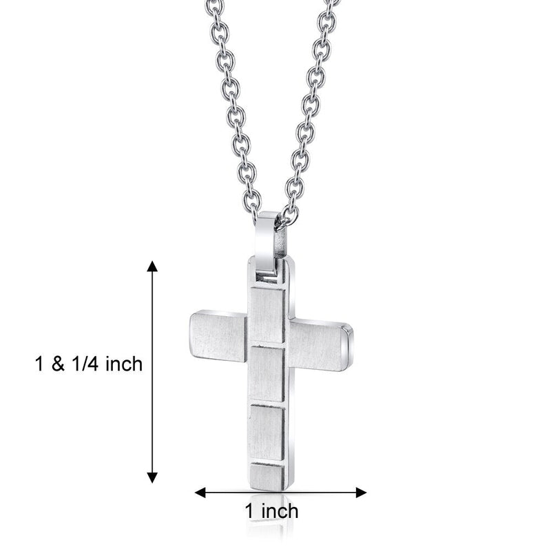 Brick Pattern Stainless Steel Cross Pendant with 22 inch Necklace