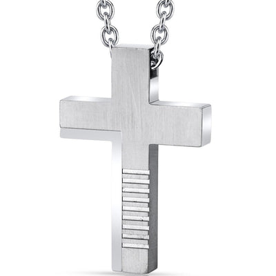 Abstract Modern Stainless Steel Cross Pendant with 22 Inch Necklace