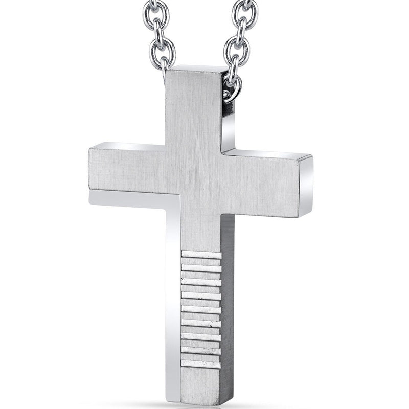 Abstract Modern Stainless Steel Cross Pendant with 22 Inch Necklace