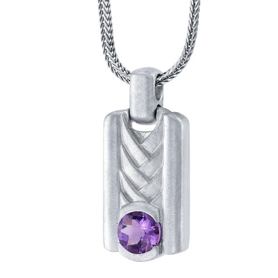 Amethyst Chevron Pendant Necklace for Men Sterling Silver