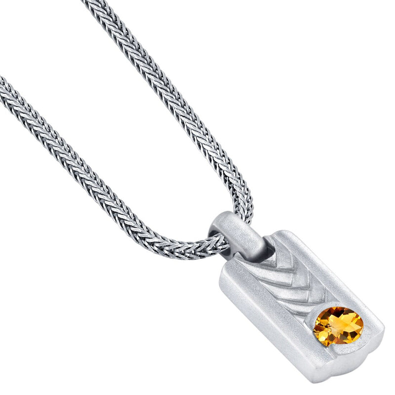 Citrine Chevron Pendant Necklace for Men Sterling Silver