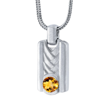 Citrine Chevron Pendant Necklace for Men Sterling Silver