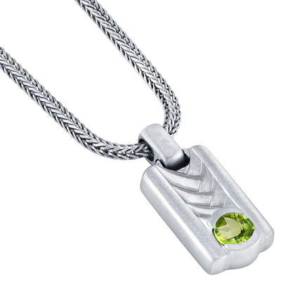 Peridot Chevron Pendant Necklace for Men Sterling Silver