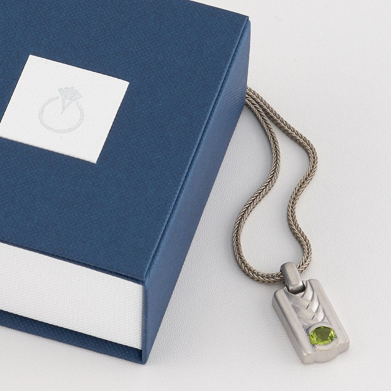 Peridot Chevron Pendant Necklace for Men Sterling Silver