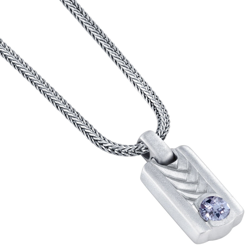 Alexandrite Chevron Pendant Necklace for Men Sterling Silver 1 Carat