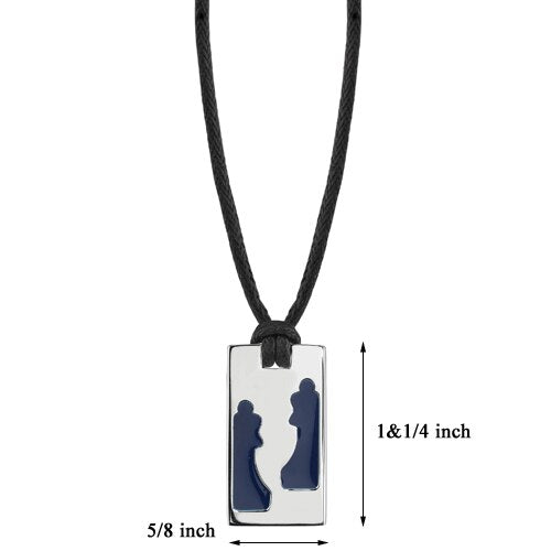 Steel High Polished Finish Two Blue Queens Tag Pendant SN7976