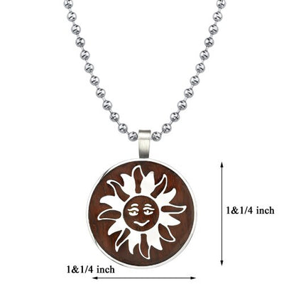 Steel Brushed Medallion with Red wood Finish and Sun Symbol SN7980