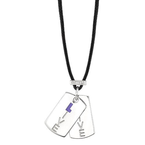 Steel Polished Pendant Engraved with Live and accented with CZ SN7992