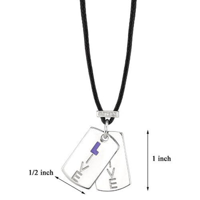 Steel Polished Pendant Engraved with Live and accented with CZ SN7992