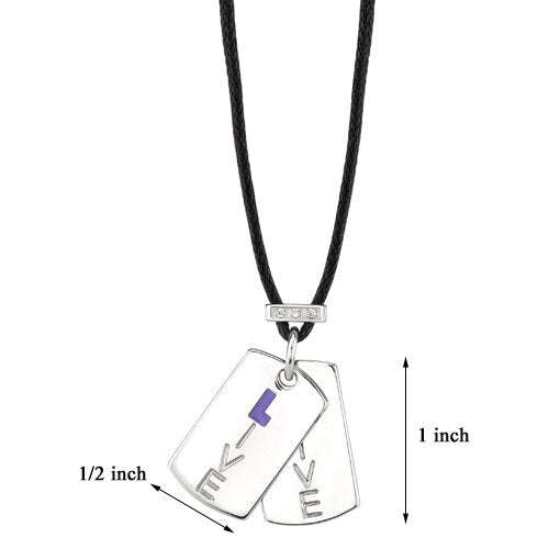 Steel Polished Pendant Engraved with Live and accented with CZ SN7992