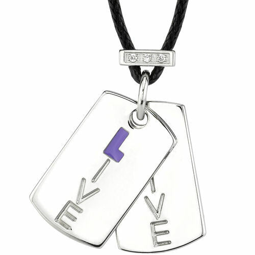 Steel Polished Pendant Engraved with Live and accented with CZ SN7992