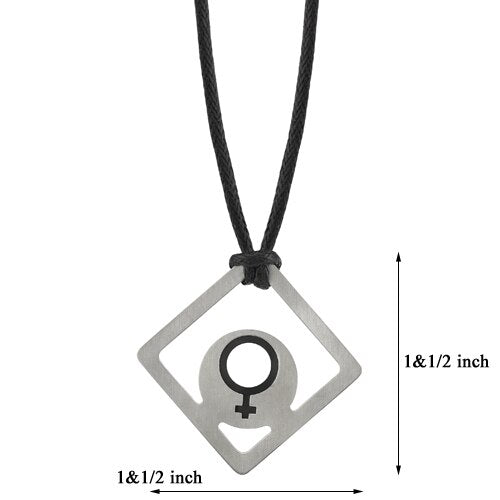 Steel Brushed Finish with Rubber Venus Symbol Square Pendant SN8000